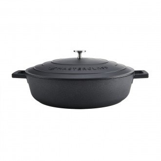 MasterClass Cast Aluminium Shallow Casserole Dish, 5L, Black