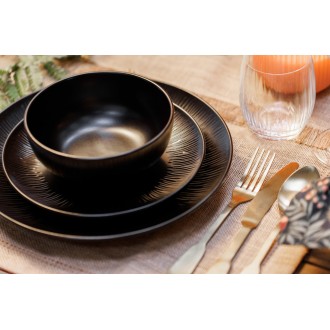 Mikasa Jardin Midnight 12-Piece Stoneware Dinner Set, Black