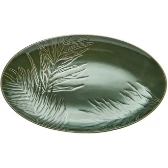 Mikasa Jardin Oval Serving Platter, Green Stoneware Oval Serving Platter for Food, 36cm, Large Serve Platter - Gift Boxed