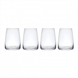 MIKASA Palermo Crystal Stemless Wine Glasses Set of 4, 350ml, 