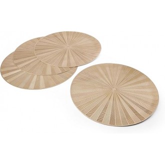 Mikasa 4-Piece Round PU Gold Placemat Set, 38cm