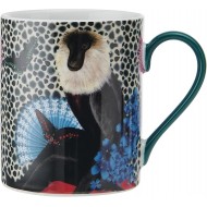 Mikasa x Sarah Arnett Porcelain Mug, Printed Mug for Tea and Coffee, Gifting, Monkey Print, 350ml