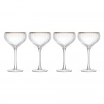 MIKASA Sorrento Ridged Crystal Coupe Glasses with Gold Rim and Wide Shape, 380ml