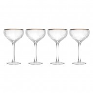 MIKASA Sorrento Ridged Crystal Coupe Glasses with Gold Rim and Wide Shape, 380ml