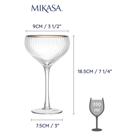 Shop quality MIKASA Sorrento Ridged Crystal Coupe Glasses with Gold Rim and Wide Shape, 380ml in Kenya from vituzote.com Shop in-store or online and get countrywide delivery!