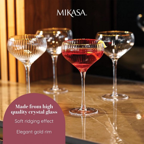 Shop quality MIKASA Sorrento Ridged Crystal Coupe Glasses with Gold Rim and Wide Shape, 380ml in Kenya from vituzote.com Shop in-store or online and get countrywide delivery!