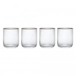 MIKASA Sorrento Ridged Crystal Tumbler Glasses with Gold Rim and Wide Shape, 380ml,