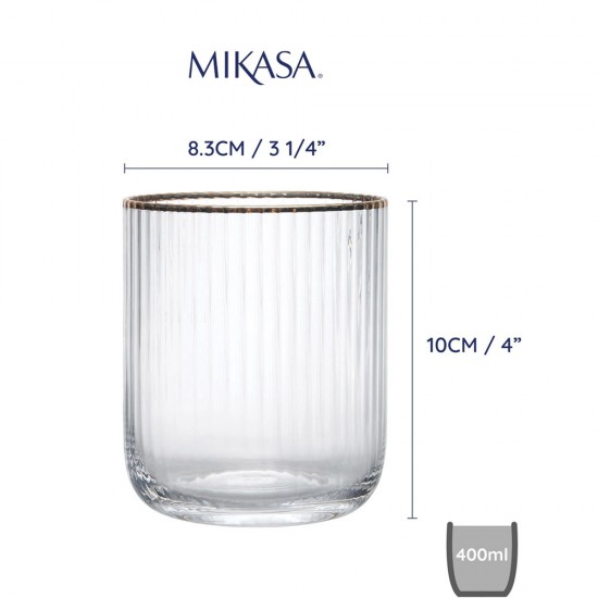 Shop quality MIKASA Sorrento Ridged Crystal Tumbler Glasses with Gold Rim and Wide Shape, 380ml, in Kenya from vituzote.com Shop in-store or online and get countrywide delivery!