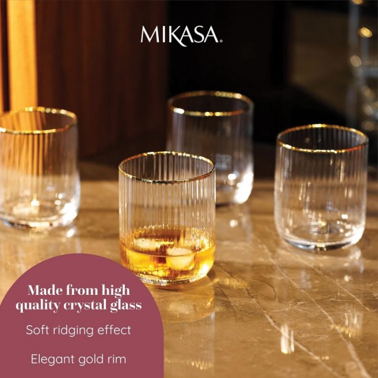 Shop quality MIKASA Sorrento Ridged Crystal Tumbler Glasses with Gold Rim and Wide Shape, 380ml, in Kenya from vituzote.com Shop in-store or online and get countrywide delivery!