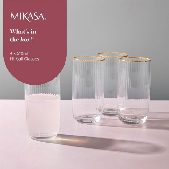 Shop quality MIKASA Sorrento Ridged Crystal Highball Glasses with Gold Rim and Wide Shape, 510ml in Kenya from vituzote.com Shop in-store or online and get countrywide delivery!