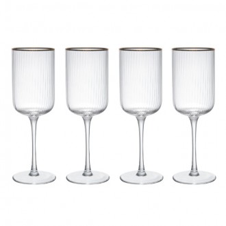 Mikasa Sorrento 4-Piece  Ribbed Crystal White Wine Glass Set, 400ml