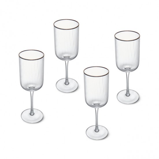 Shop quality Mikasa Sorrento Set of 4 Ridged Crystal Red Wine Glasses with Gold Rim and Wide Shape, 400ml, in Kenya from vituzote.com Shop in-store or online and get countrywide delivery!