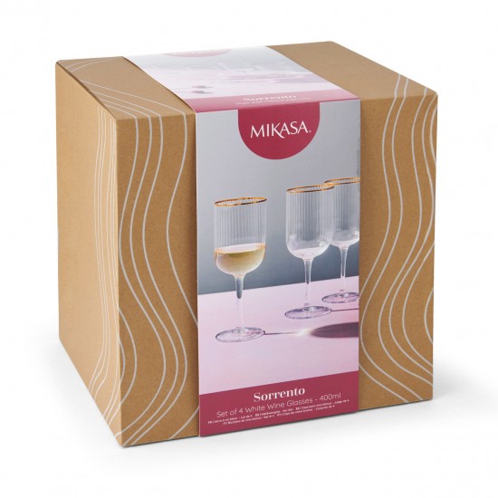 Shop quality Mikasa Sorrento 4-Piece  Ribbed Crystal White Wine Glass Set, 400ml in Kenya from vituzote.com Shop in-store or online and get countrywide delivery!