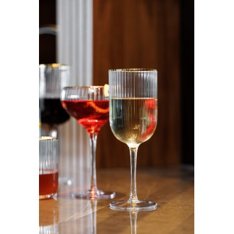 Mikasa Sorrento 4-Piece  Ribbed Crystal White Wine Glass Set, 400ml