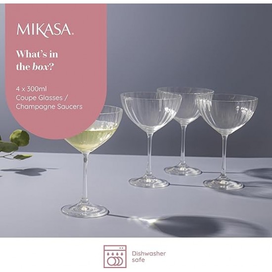 Shop quality Mikasa Treviso 4-Piece  Rippled Crystal Coupe Glass Set, 300ml in Kenya from vituzote.com Shop in-store or online and get countrywide delivery!