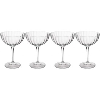 Mikasa Treviso 4-Piece  Rippled Crystal Coupe Glass Set, 300ml