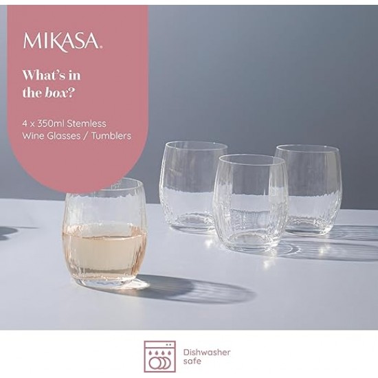 Shop quality Mikasa Treviso 4-Piece  Rippled Crystal Stemless Wine Glass Set, 350ml in Kenya from vituzote.com Shop in-store or online and get countrywide delivery!