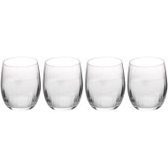 Mikasa Treviso 4-Piece  Rippled Crystal Stemless Wine Glass Set, 350ml