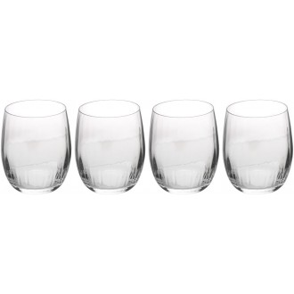 Mikasa Treviso 4-Piece  Rippled Crystal Stemless Wine Glass Set, 350ml