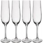 Mikasa Treviso 4-Piece Rippled Crystal Flute Glass Set, 190ml