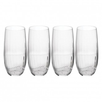 Mikasa Treviso 4-Piece Crystal  Rippled Highball Glass Set, 400ml