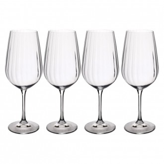 Mikasa Treviso 4-Piece Crystal  Rippled Red Wine Glass Set, 600ml