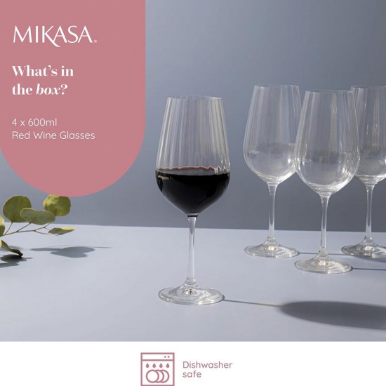 Shop quality Mikasa Treviso 4-Piece Crystal  Rippled Red Wine Glass Set, 600ml in Kenya from vituzote.com Shop in-store or online and get countrywide delivery!