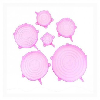 Eazy Stretch Silicone Lid Covers, Pink - Set Of 6