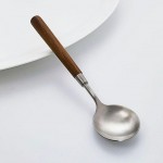 Vee Zee Stainless Steel Soup Spoon With Round Wooden Handle 