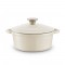 Barbary & Oak Round Cast Iron Casserole Pan with Durable Enamel Interior, Camembert Cream, 20cm