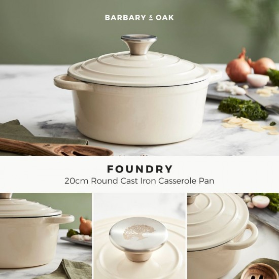 Shop quality Barbary & Oak Round Cast Iron Casserole Pan with Durable Enamel Interior, Camembert Cream, 20cm in Kenya from vituzote.com Shop in-store or online and get countrywide delivery!