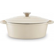 Barbary & Oak Oval Cast Iron Casserole Dish with Durable Enamel Interior, Camembert Cream, 29cm