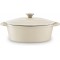 Barbary & Oak Oval Cast Iron Casserole Dish with Durable Enamel Interior, Camembert Cream, 29cm