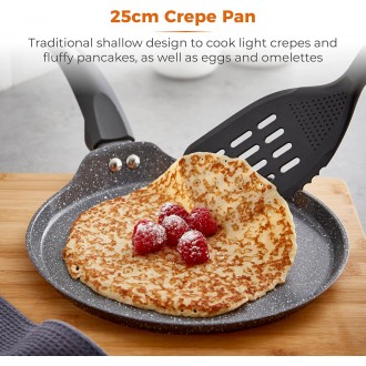 Tower Cerastone Forged Aluminium Crepe Pan with Ceramic Non-Stick Coating, 25cm, Graphite