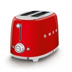 Smeg Retro 2 Slice Toaster, 6 Browning Levels, Extra-Wide Bread Slots, Defrost and Reheat Functions, Removable Crumb Tray, 950 W, Red