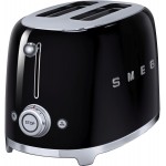 Smeg Retro 2 Slice Toaster, 6 Browning Levels, Extra-Wide Bread Slots, Defrost and Reheat Functions, Removable Crumb Tray, 950 W, Black