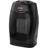 Warmlite Ceramic Fan Heater with 2 Heat Settings, Overheat Protection, 1500W, Black