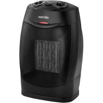 Warmlite Ceramic Fan Heater with 2 Heat Settings, Overheat Protection, 1500W, Black