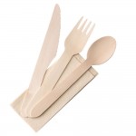 Utopia Birch Wood Cutlery Set- ( Knife, Fork, Spoon and Paper Napkin)