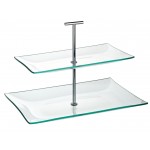 Utopia Aura 2 Tiered Rectangular Glass Plate, (30 x 20.5cm, 16 x 14cm)