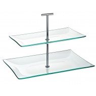 Utopia Aura 2 Tiered Rectangular Glass Plate, (30 x 20.5cm, 16 x 14cm)