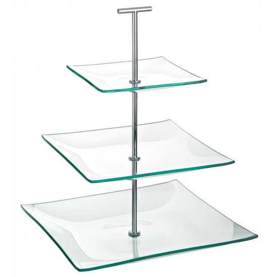 Shop quality Utopia Aura 3 Tiered Square Glass Plate, (24.5, 20, 14.5cm) in Kenya from vituzote.com Shop in-store or online and get countrywide delivery!