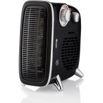 Swan Vertical Fan Heater, 2 Heat Settings, Adjustable Thermostat, 2000W, Black and Chrome