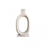 Dunelm Stoneware Taper Candle Holder, White, 19 cm