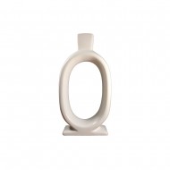 Dunelm Stoneware Taper Candle Holder, White, 19 cm