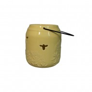 Dunelm Ceramic Floral Lantern Small, Yellow, 10 cm