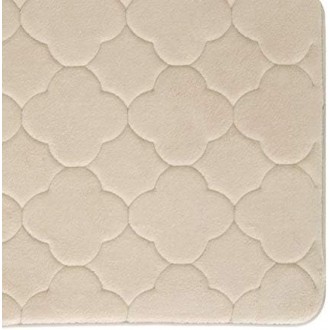 Kittrich Stephan Roberts Embroidered Memory Foam Bath Mat with Water Shield Technology, 17'' x 24'', Angora