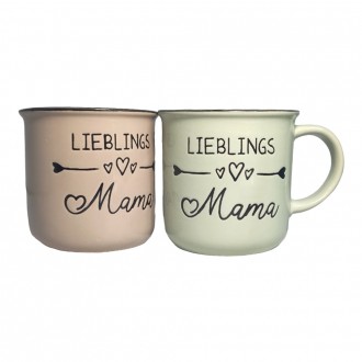 Dunelm Lieblings Mama Mug, Assorted Color-White, Brown and Sage