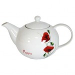 Dunelm Porcelain Teapot Poppy Red/White, 1.5 Litre