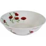 Dunlem Poppy Design Ceramic Pasta Bowl, 23 cm Red/White